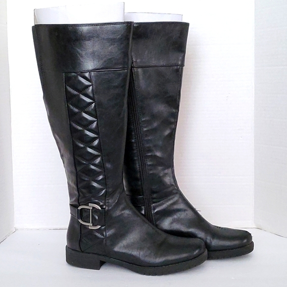 Life Sdride Women's black Faux leather wide Calf boots Size; 5M - Picture 2 of 10